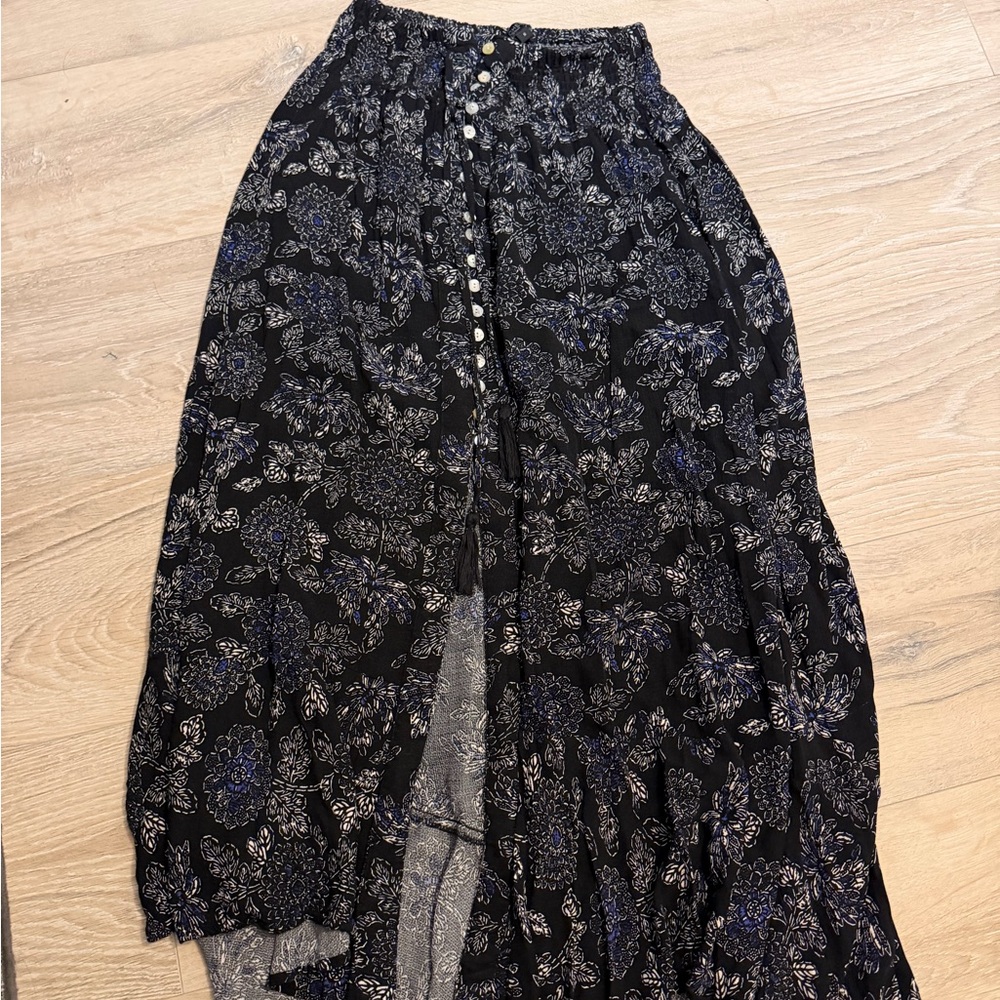 Rachel‎ Zoe Black and Blue Patterned Maxi Skirt - Picture 2 of 6